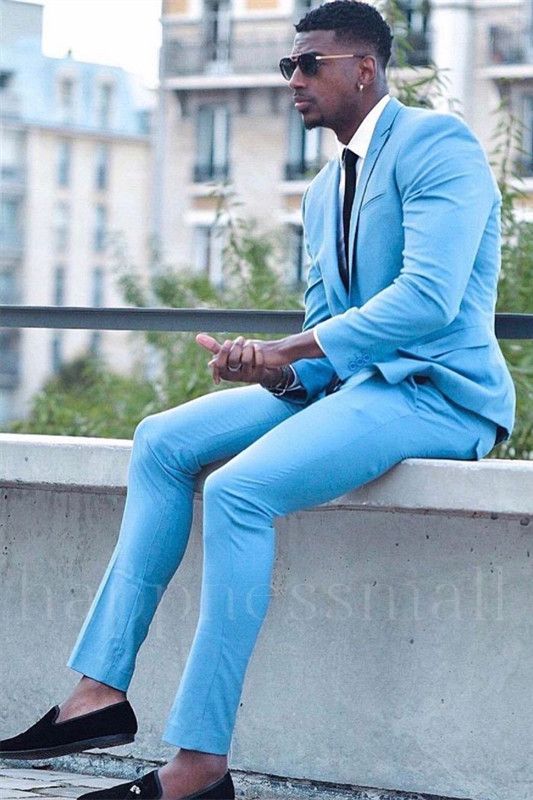 Theodora Handsome Bespoke Blue Slim Fit Two Pieces Prom Men Suits