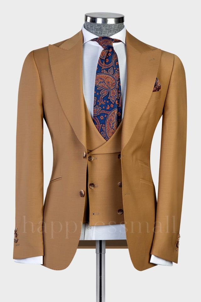 Fashionable New Brown Lapel Business Men'S Suit | Happnessmall