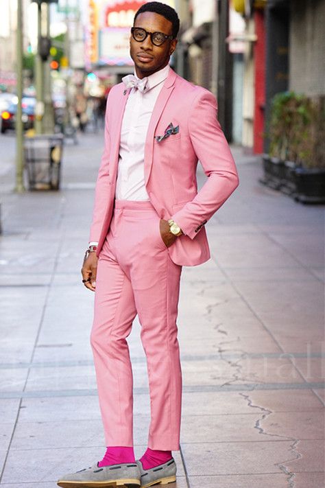 Chic Pink One Button Fashion Slim Fit Men Suits for Prom | happnessmall
