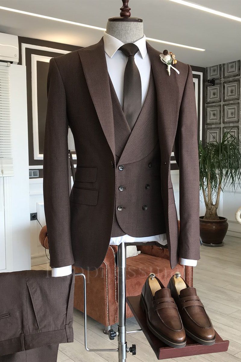 Magnus Chic Burgundy 3-Pieces One Button Slim Fit Business Suits For Men