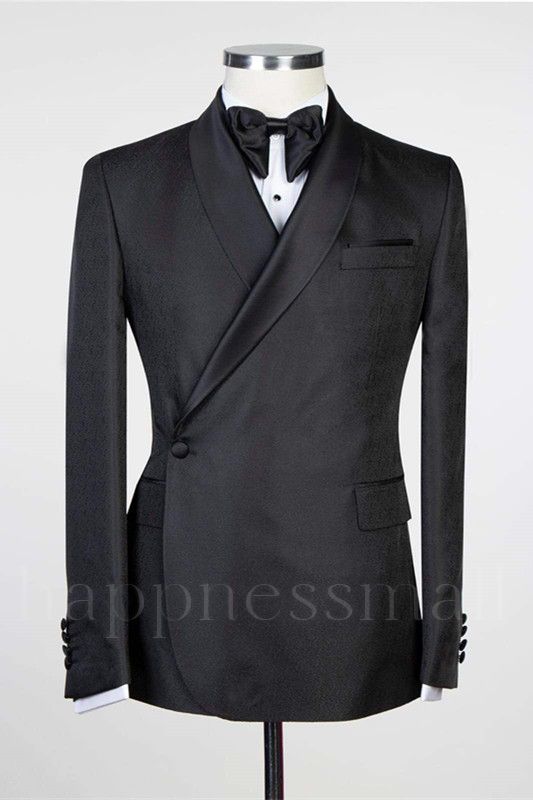 Fashion Simple Black Shawl Lapel Men Suits for Wedding