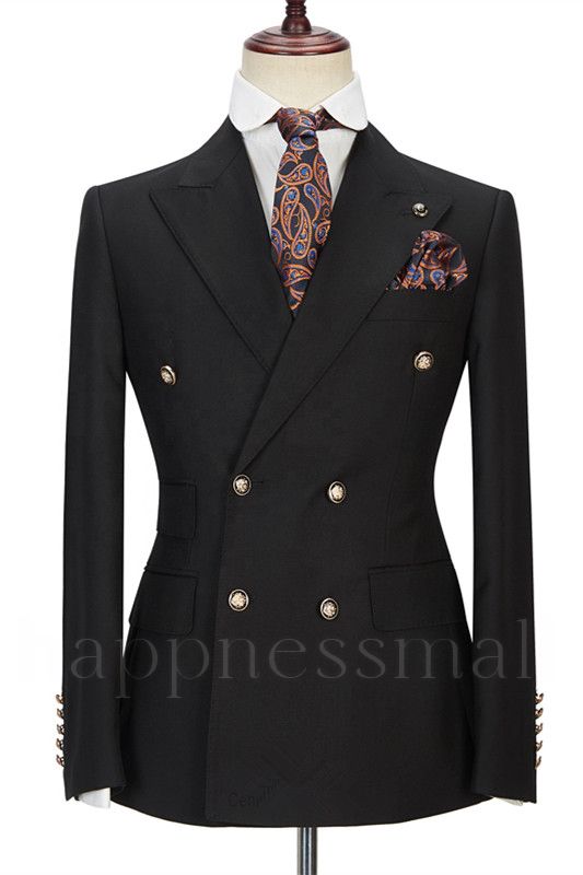 Advanced Black Men Suits Online | Peak Lapel Blazer with Double Breasted
