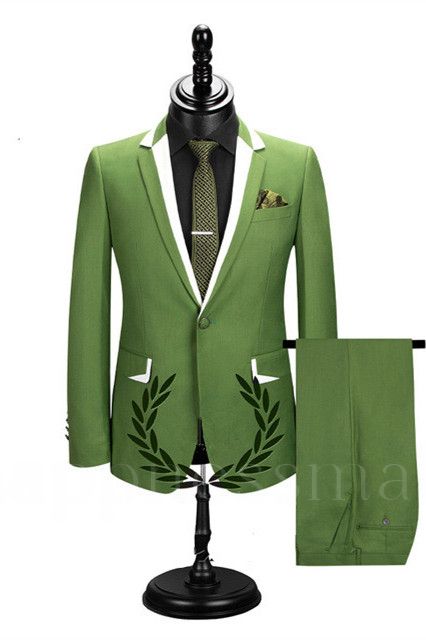 Irene Green Slim Fit Notched Lapel One Button Prom Men Suits