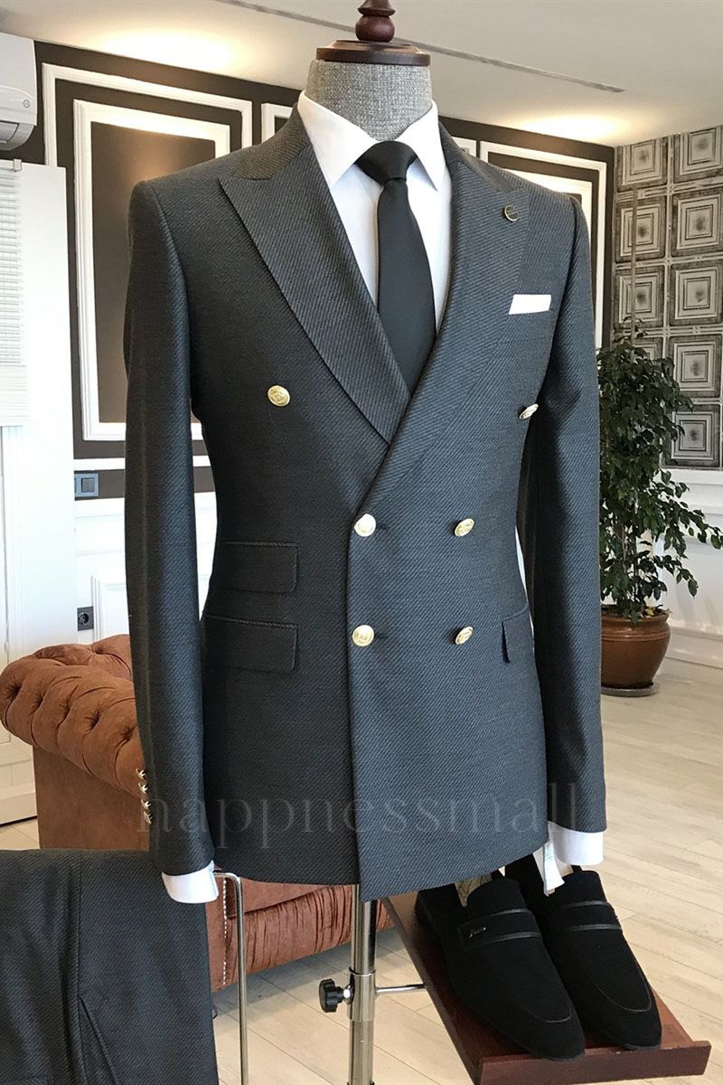 Livia Black Peaked Lapel Double Breasted Slim Fit Formal Menswear