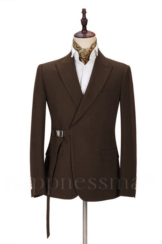 Advanced  Peaked Lapel Best Fitted Men Suits With Adjustable Buckle