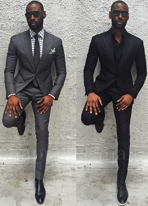 New Dark Grey Slim Fit Men's Set | Solid Color Formal Groom Wedding Set
