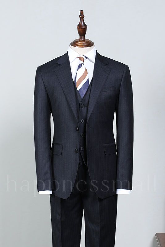 Patricia Popular Navy Blue Striped Slim Fit Business Men Suits