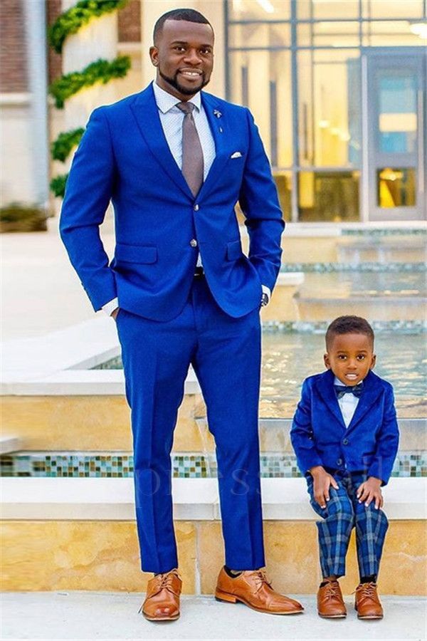 Caius Simple Royal Blue Peaked Lapel Best Fitted Wedding Groomsmen Suits
