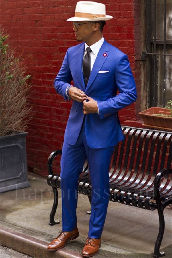 Phoenix Formal Royal Blue Notched Lapel Slim fit Best Suits for Men