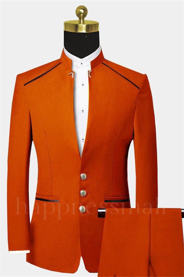 Hunter Classic Orange Two Pieces Fitted Tuxedo for Men