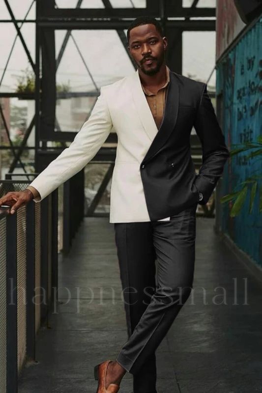 Jasper Popular Black Slim fit Double Breasted Prom Suits With Shawl Lapel