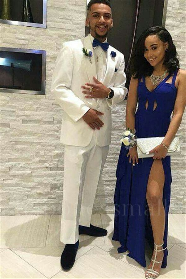 Jethro Stylish White Simple Two Pieces Shawl Lapel Men's Suit for Prom