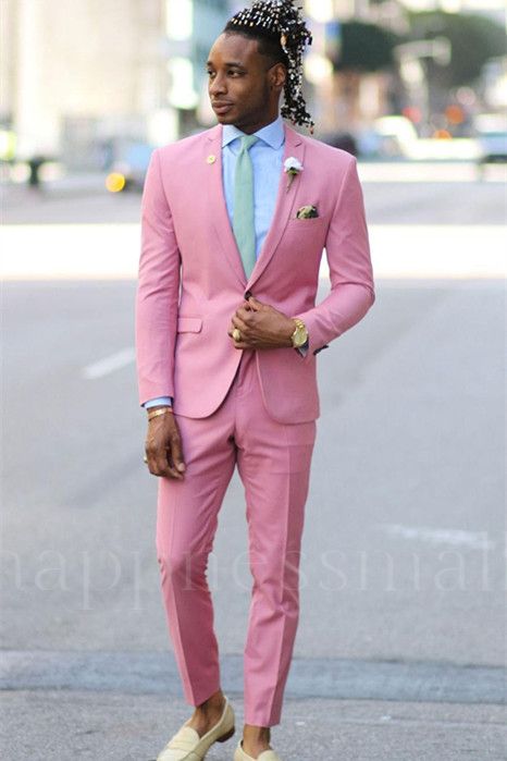 Patricia Trendy Pink Two Pieces Notched Lapel Prom Men Suits