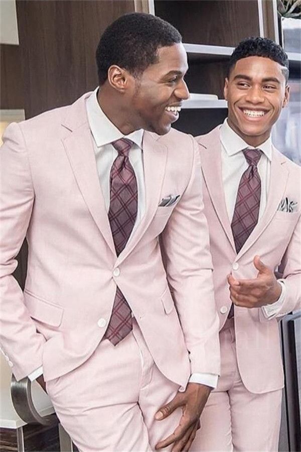 Daniel Stylish Pink Slim Fit Groomsmen Suits for Wedding
