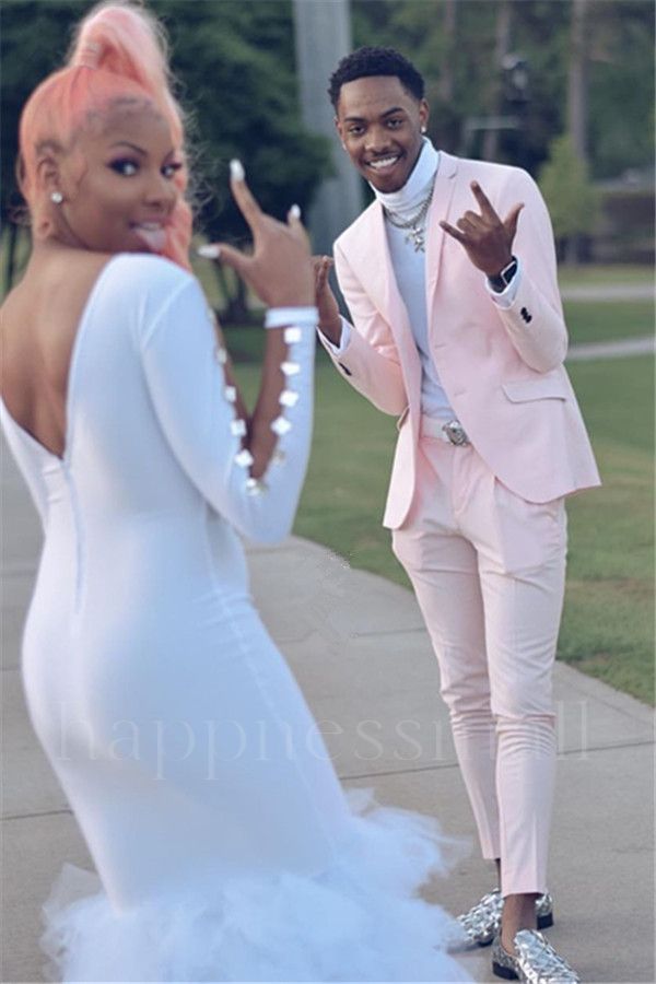 Hugo Modern Stylish Pink Slim Fit Prom Men Suits
