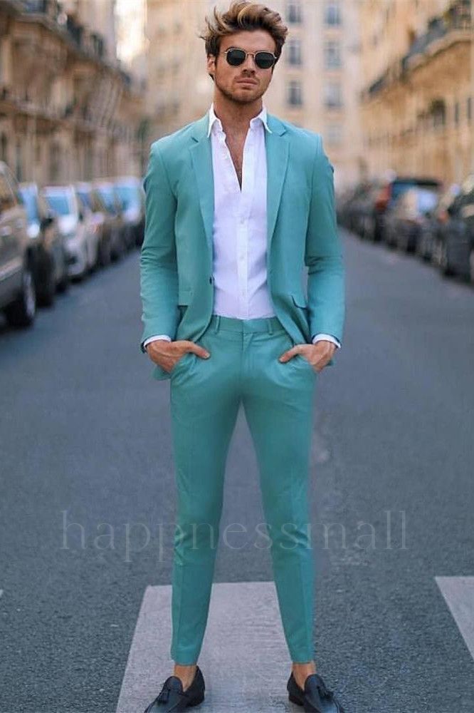 James Fashion Notched Lapel Two Pieces One Button Men Suits for Prom