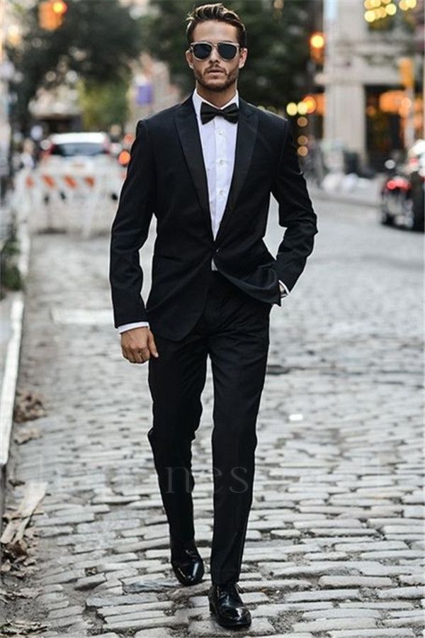 Black single button wedding suit | Men's business suit