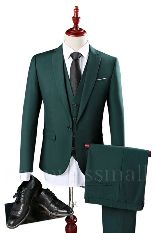 Unique Dark Green  Notch Lapel  Three Pieces Bespoke Men Business Suits | Formal Suite