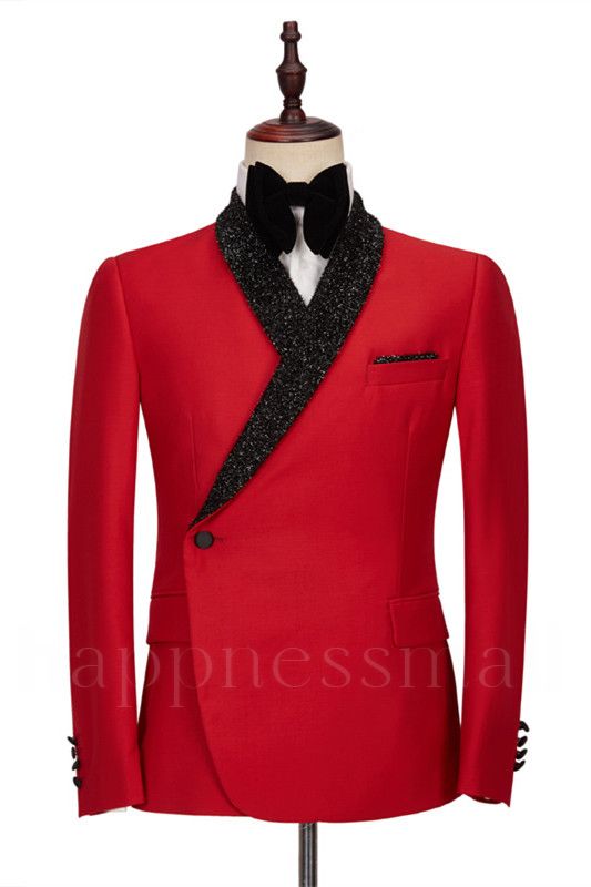 New Arrival Red Shawl Lapel Slim Fit Men Suits for Men With One Side Button