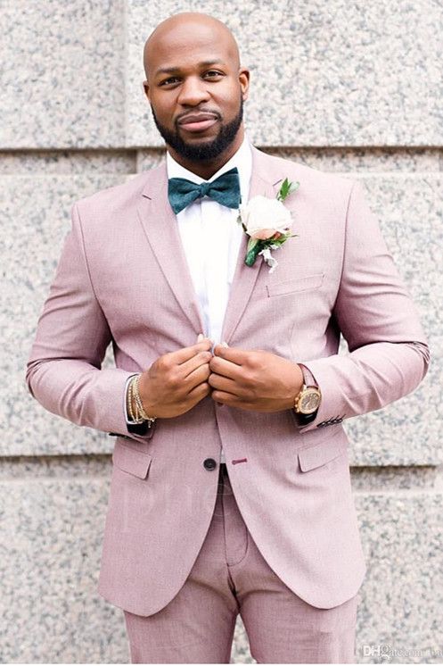 Polycarpou Stylish Pink Bespoke Notched Lapel Groomsmen Suits