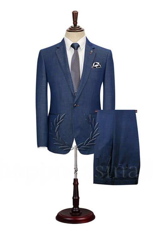 Theodora Simple Dark Blue One Button Notched Lapel Men Suits Online