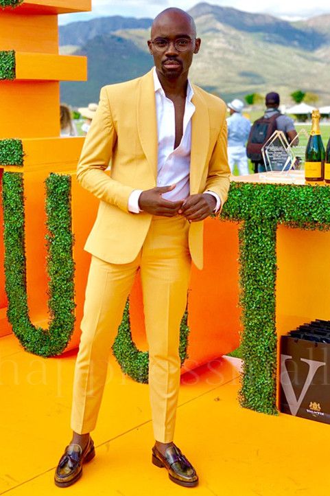 Chic Yellow Shawl Lapel Slim Fit Stylish Prom Suits for Men | happnessmall