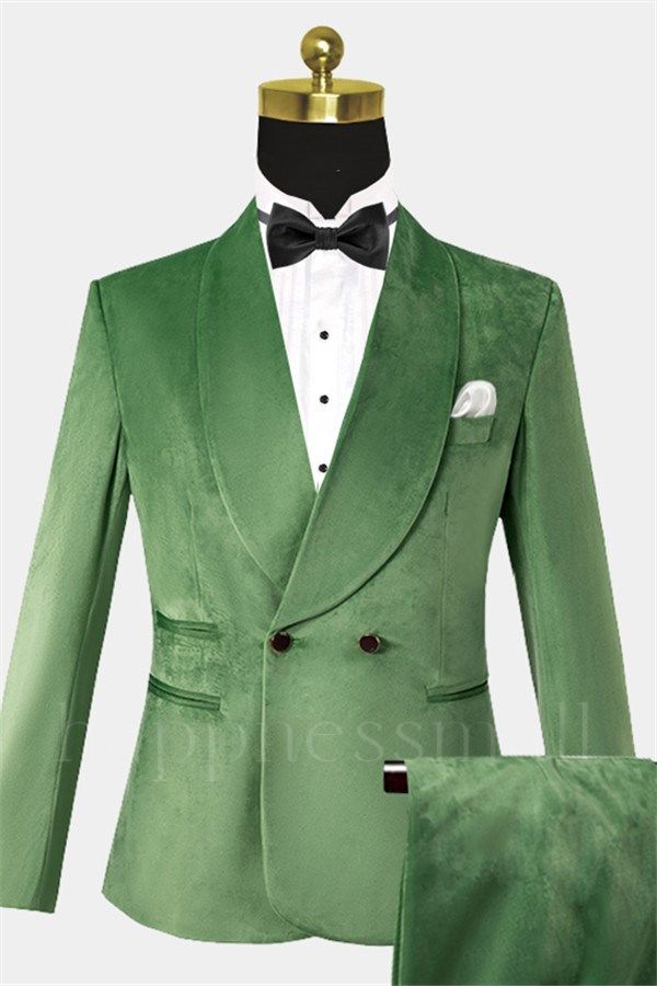 Jaxon Newest Green Velvet Three Pieces Tuxedo | Double Breasted Men Suits