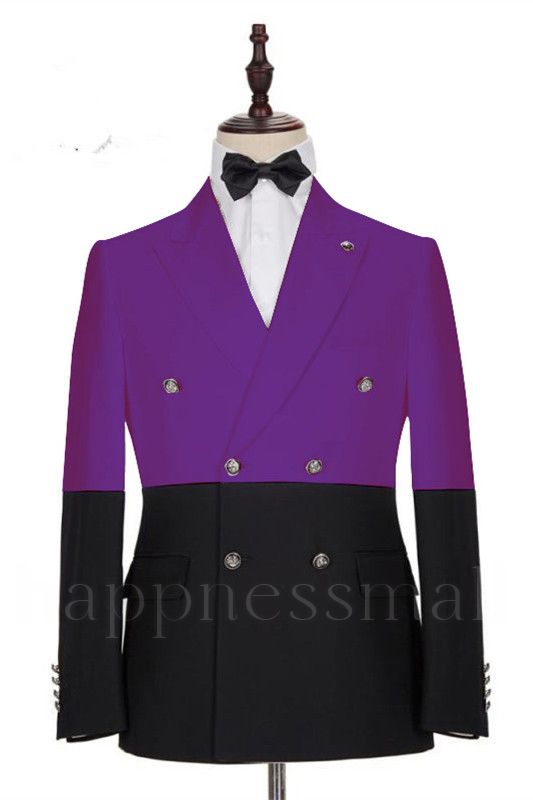 New Arrival Purple Double Breasted Peaked Lapel Prom Men Suits Online