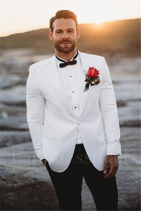 Classic White Groom Tailcoat | Retro Two Piece Slim Fit Men's Wedding Set
