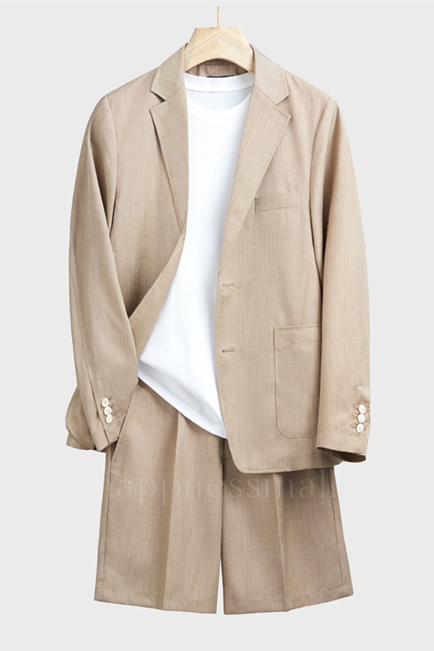 Simple Stylish Summer Loose Men Suits with Short Pants | Happnessmall