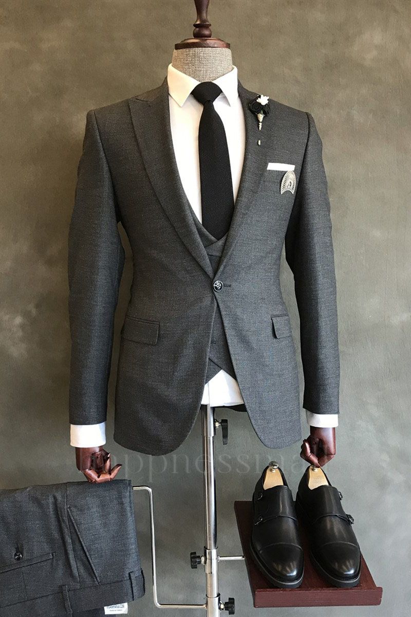 Classic All Black Button Slim Fit Formal Menswear | Happnessmall