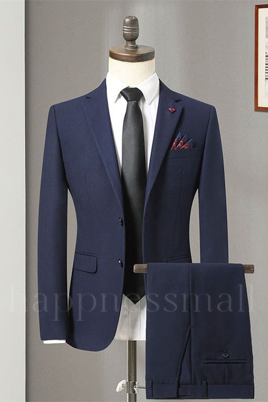 Popular Navy Blue Notched Lapel Best Fitted Men Suits