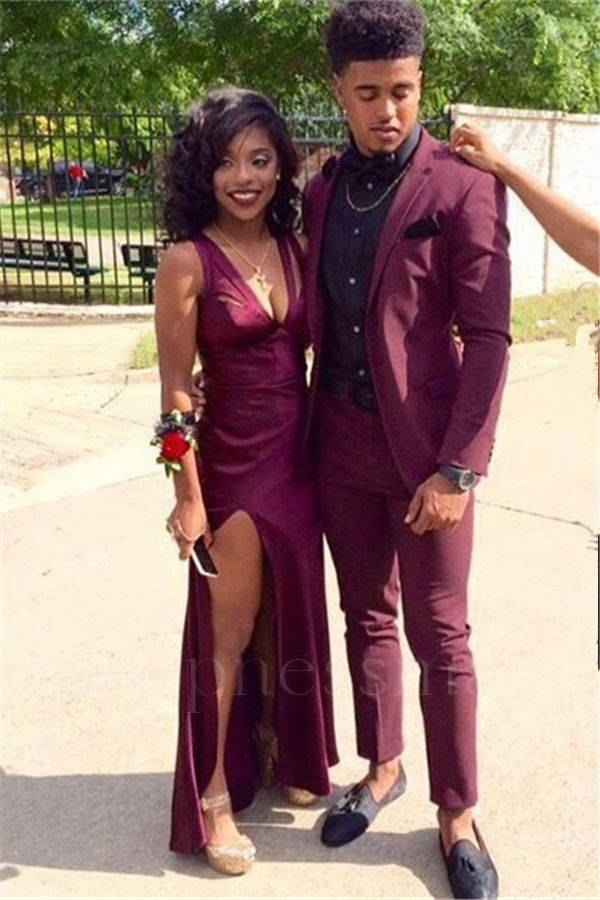 Thaddeus Elegant Burgundy Two-Piece Slim Fit Prom Men Suits Online