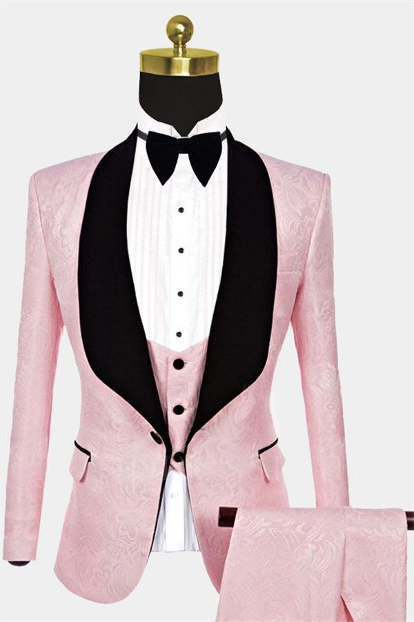Unique Candy Pink Jacquard Tuxedo | Prom Suits for Guys sale