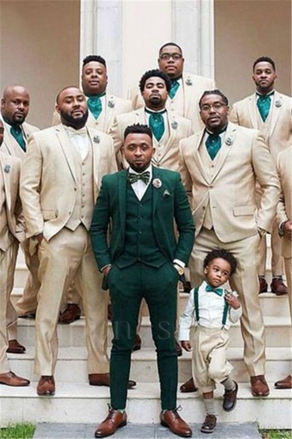 Lazarus Light Champagne Slim Fit Notched Lapel Wedding Suit For Groomsmen