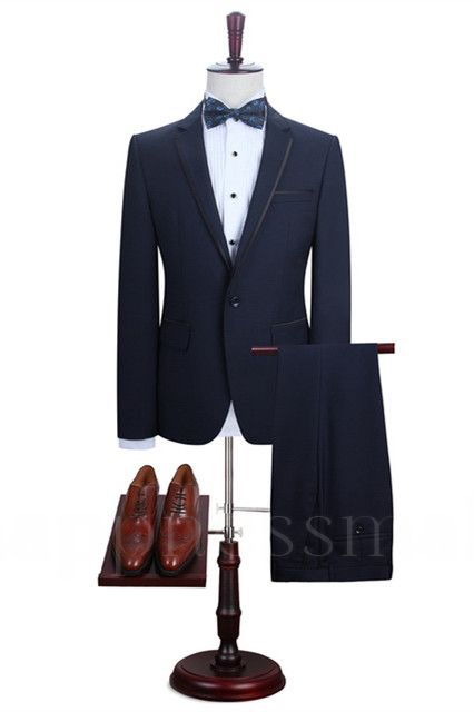 Damien Dark Navy Custom Formal Notch Lapel Men'S Business Suit