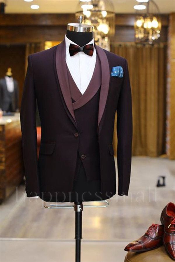 Orion Chic Purple Slim fit Three Pieces Shawl Lapel Prom Suit