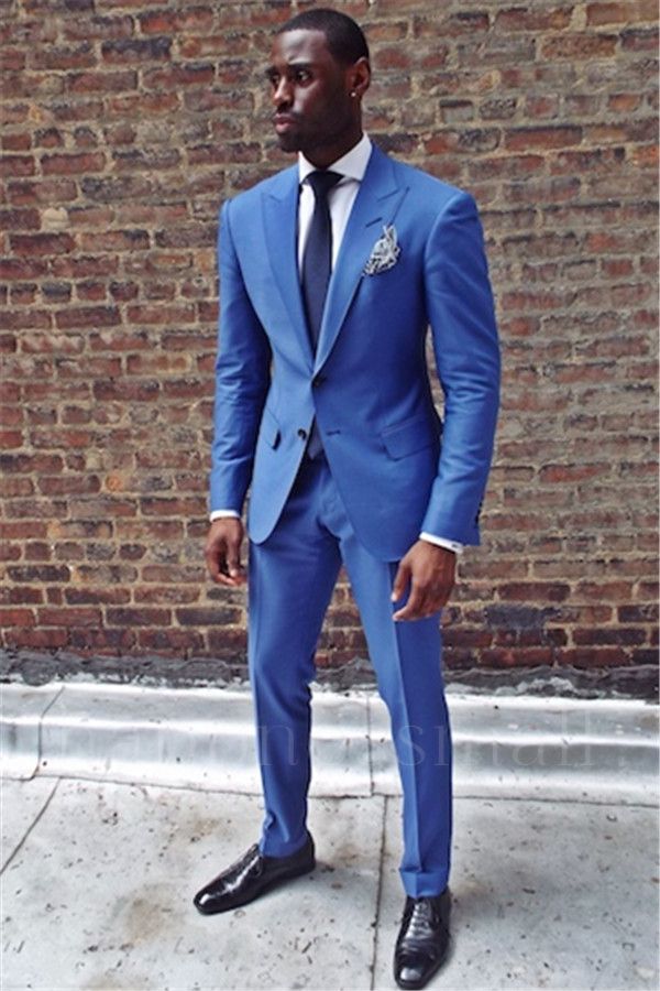 Kermit Lastest Royal Blue Two Pieces Peaked Lapel Prom Men Suit