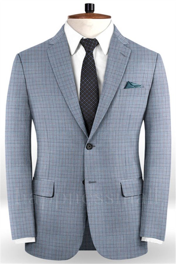 Gentle Slim Fit 2 Pieces Men's Business Suit | Best Groomsmen Men Wedding Plaid Suits
