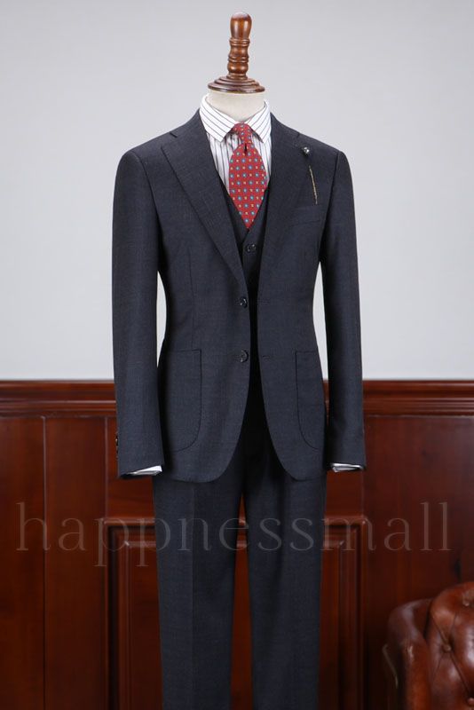 Martine Classical3 Pieces Notched Lapel Slim Fit Tailored Business Suit For Men