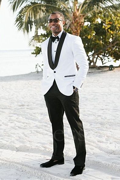 Jaxon Handsome White Shawl Lapel Two Pieces Wedding Men Suit