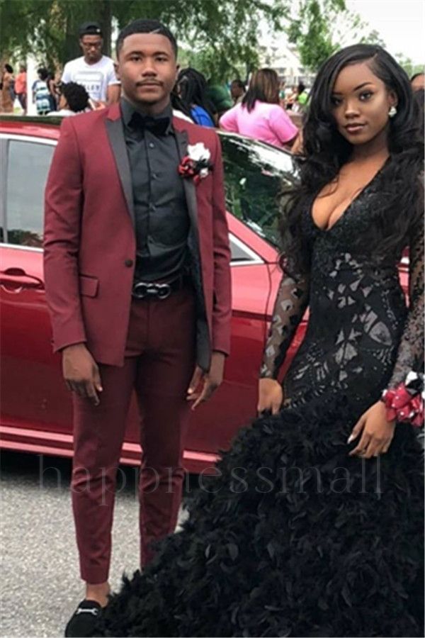 Rutherford Bespoke Slim Fit Two Piece Prom Suit with Black Lapel