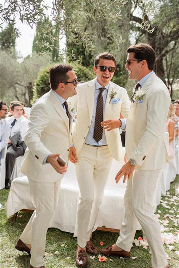 Greyson Simple White Best Fitted Wedding Groomsmen Suits