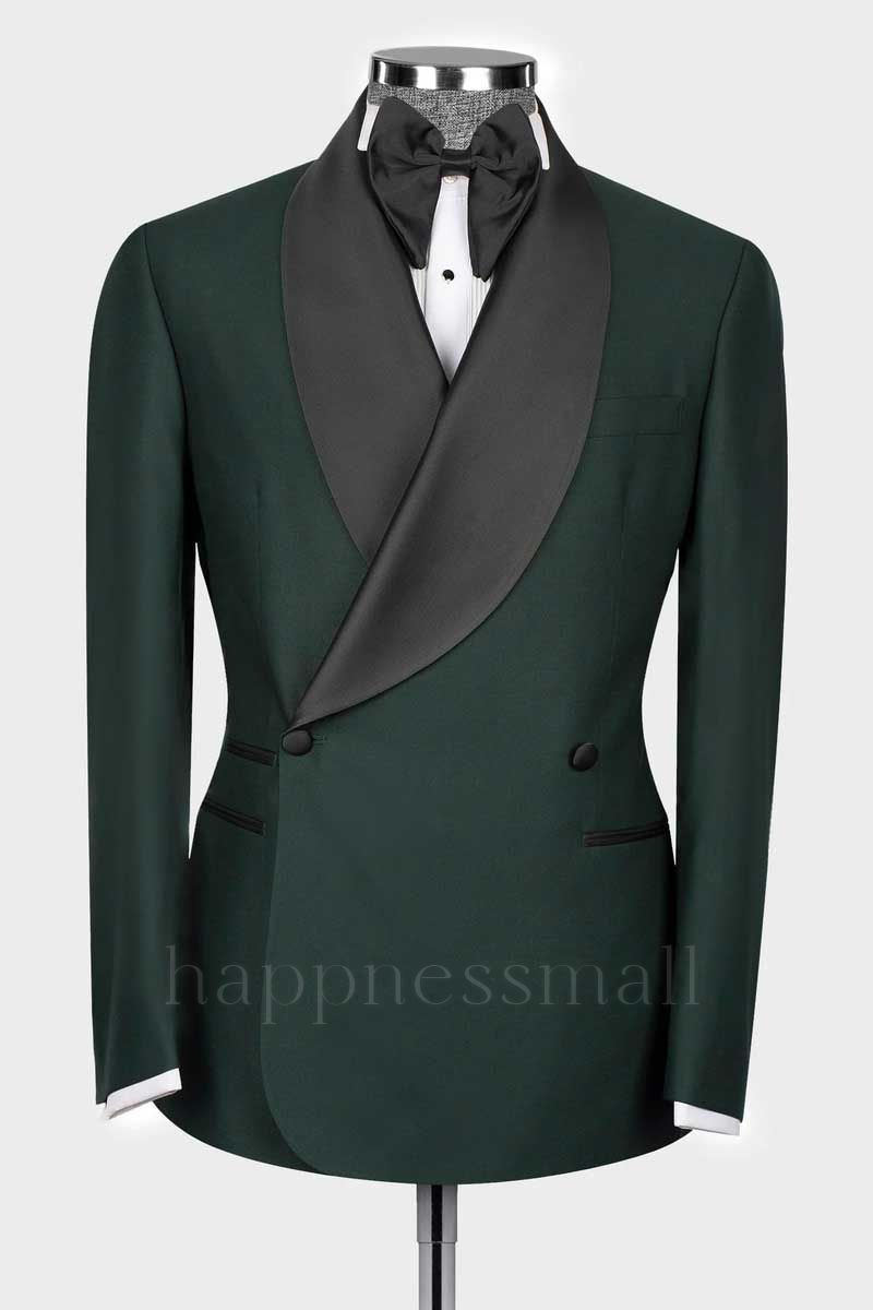 Greyson High Quality Green Double Breasted Shawl Lapel Men Wedding Suits