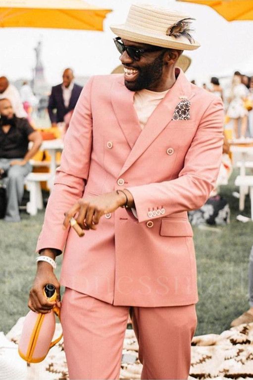Stephanie Popular Slim fit Double Breasted Peaked Lapel Prom Men Suits