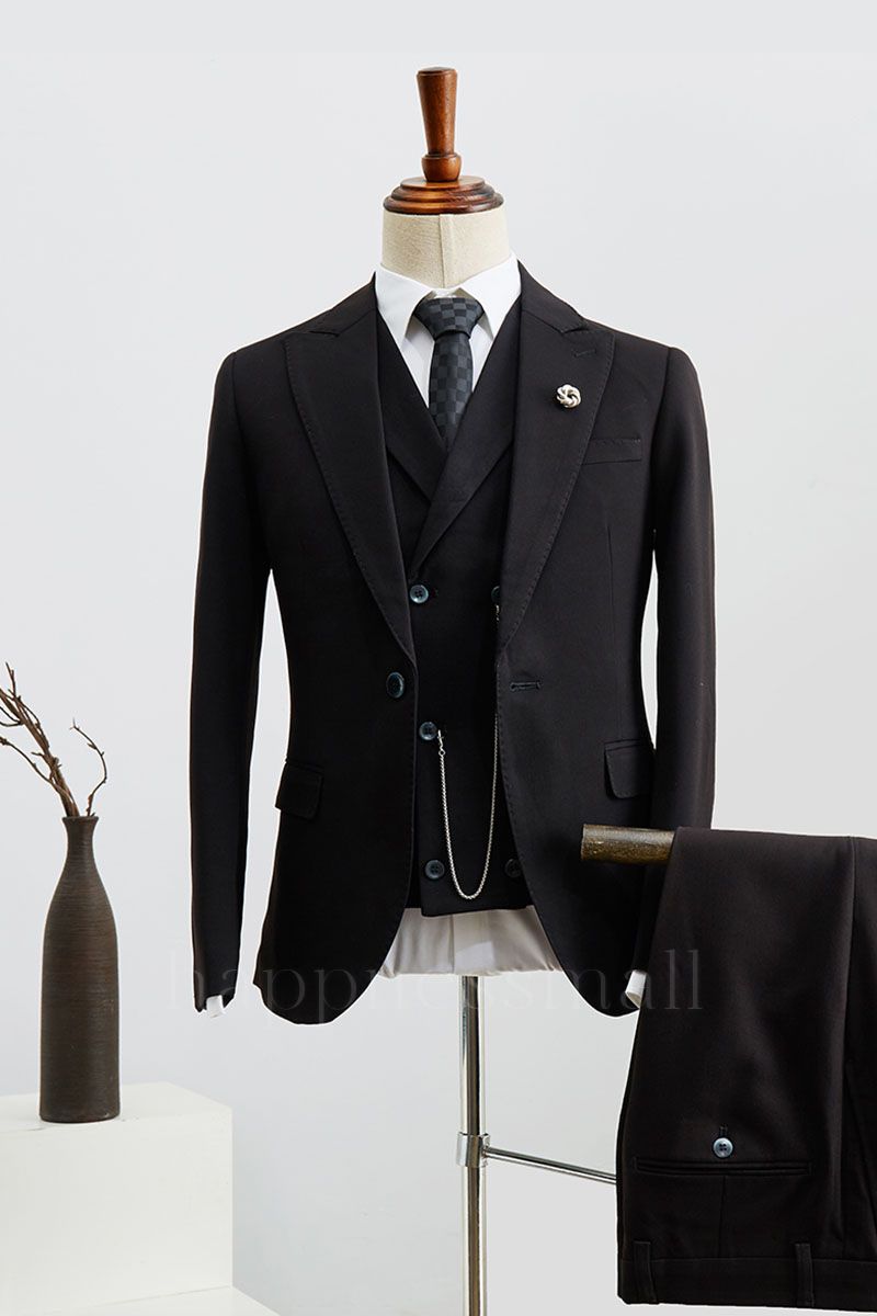 Nathaniel Gentle All Black 3 Pieces Slim Fit Custom Formal Menswear