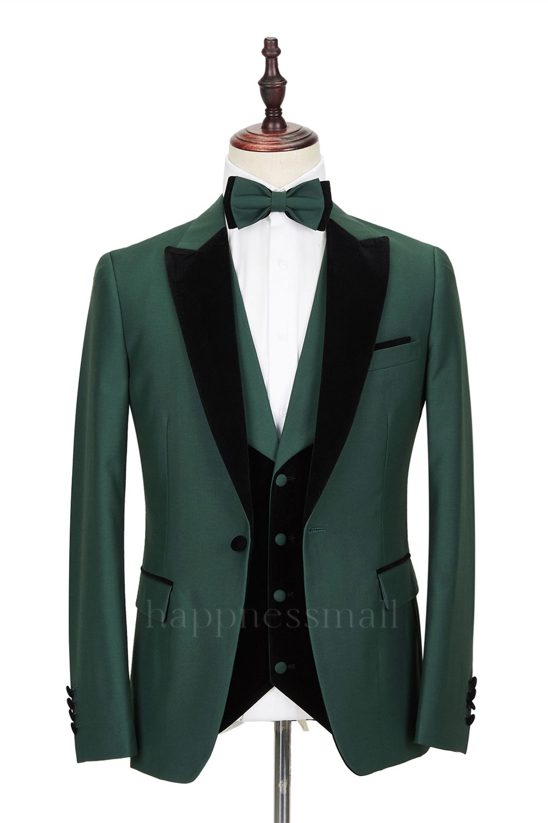 Black Peak Lapel Dark Green Men's Wedding Suit | Formal Suit