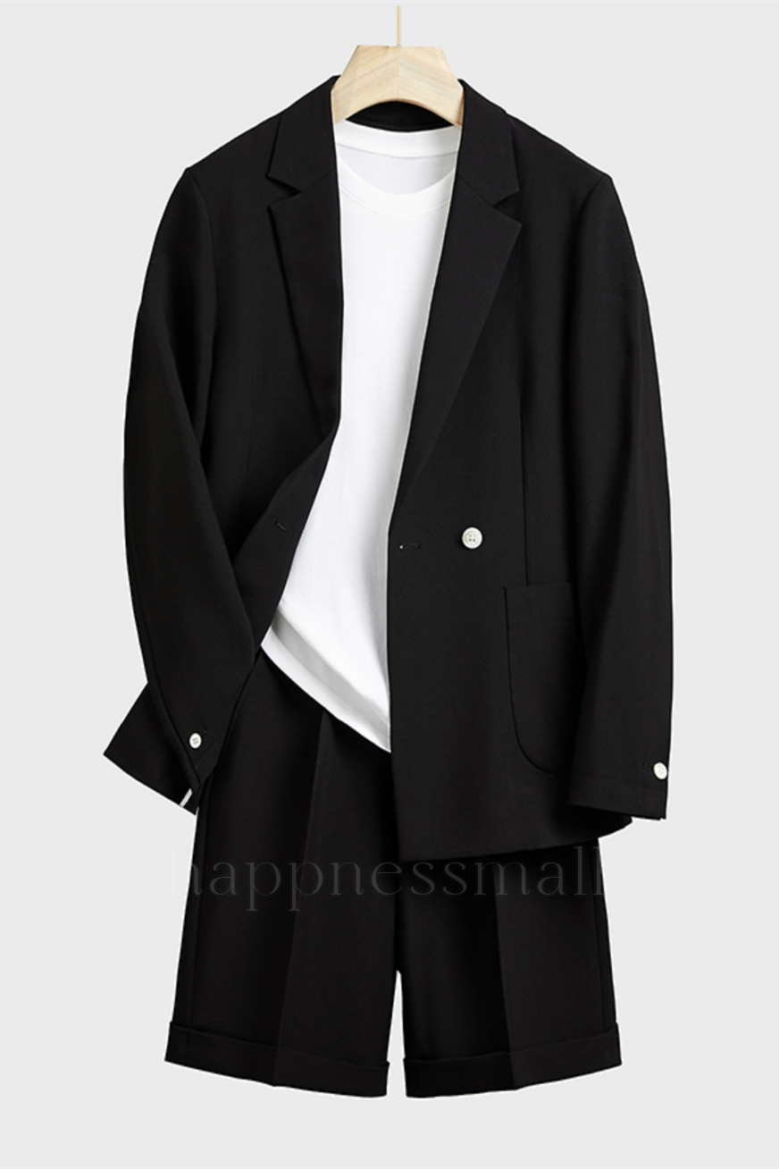 Comfortable Black Loose Summer Notched Lapel Men Suits | Happnessmall