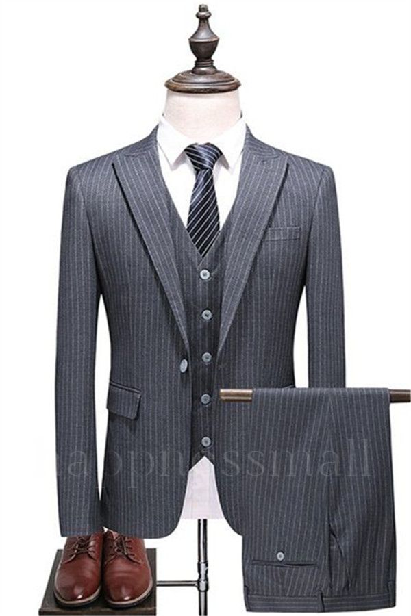 Popular Men Suits Vertical Stripe Smart Casual Suits | Slim Fit Suit 3 Piece For Business Wedding