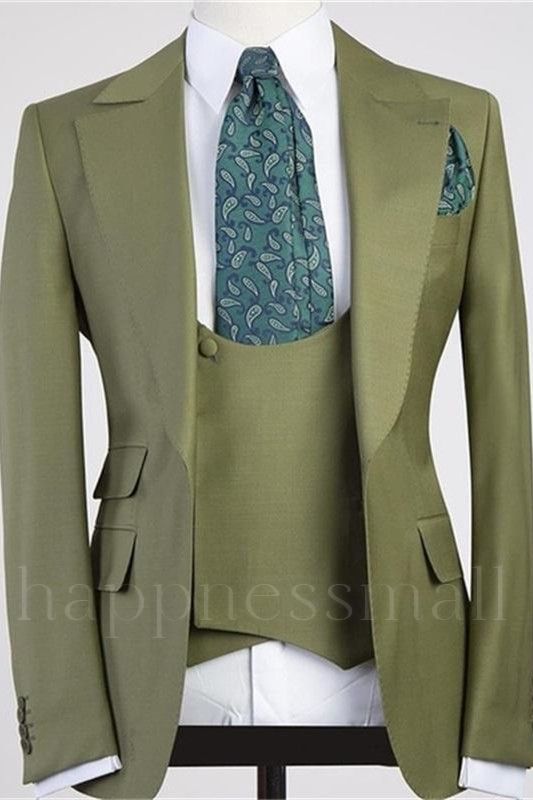 Chic Camron Three Pieces Peaked Lapel Bespoke Men Suit for Prom